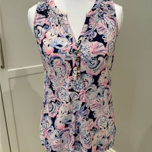 Lilly Pulitzer Sleeveless Top - Pink and Blue Paisley